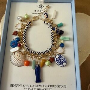 Atterri Genuine Shell & Semi Precious Stone Coastal Charm Bracelet
